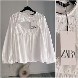 ZARA SLIT BLOUSE NEW WHITE L